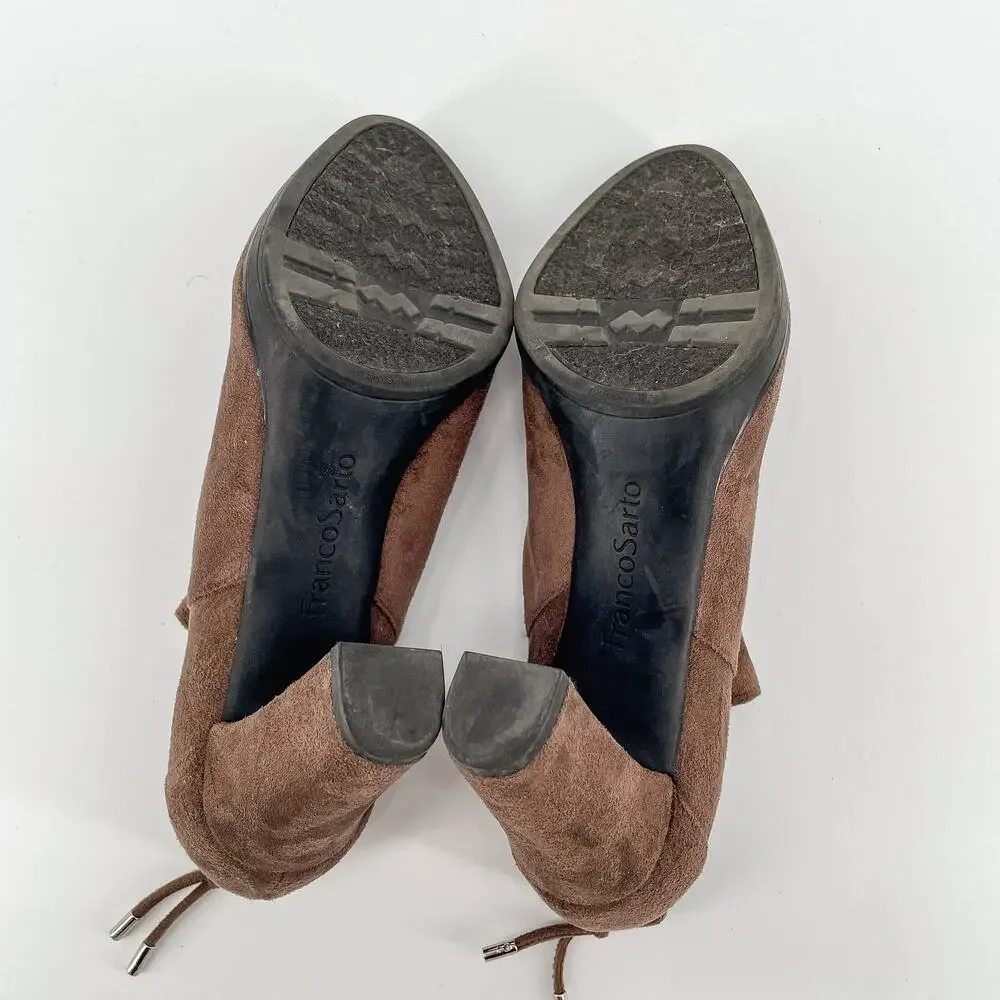 Franco Sarto Brown Suede Heeded Booties // 9